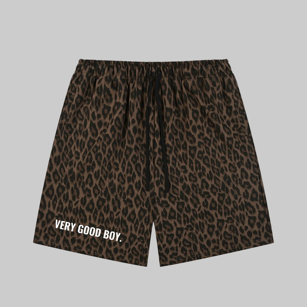 Very Good Boy. Men's Leopard Drawstring Shorts