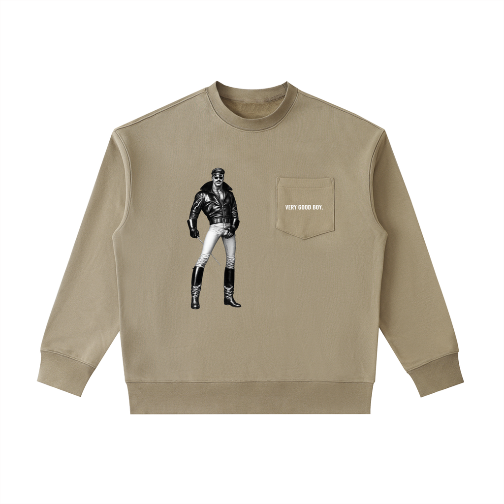 VERY GOOD BOY X TOM  Heavyweight Patch Pocket Crewneck Sweatshirt
