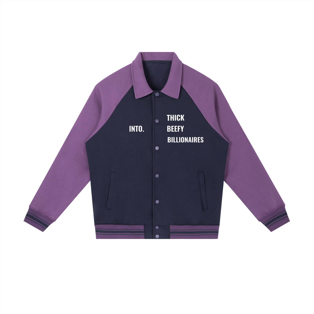 INTO. Thick Beefy Billionaires Contrast Sleeve Baseball Jacket