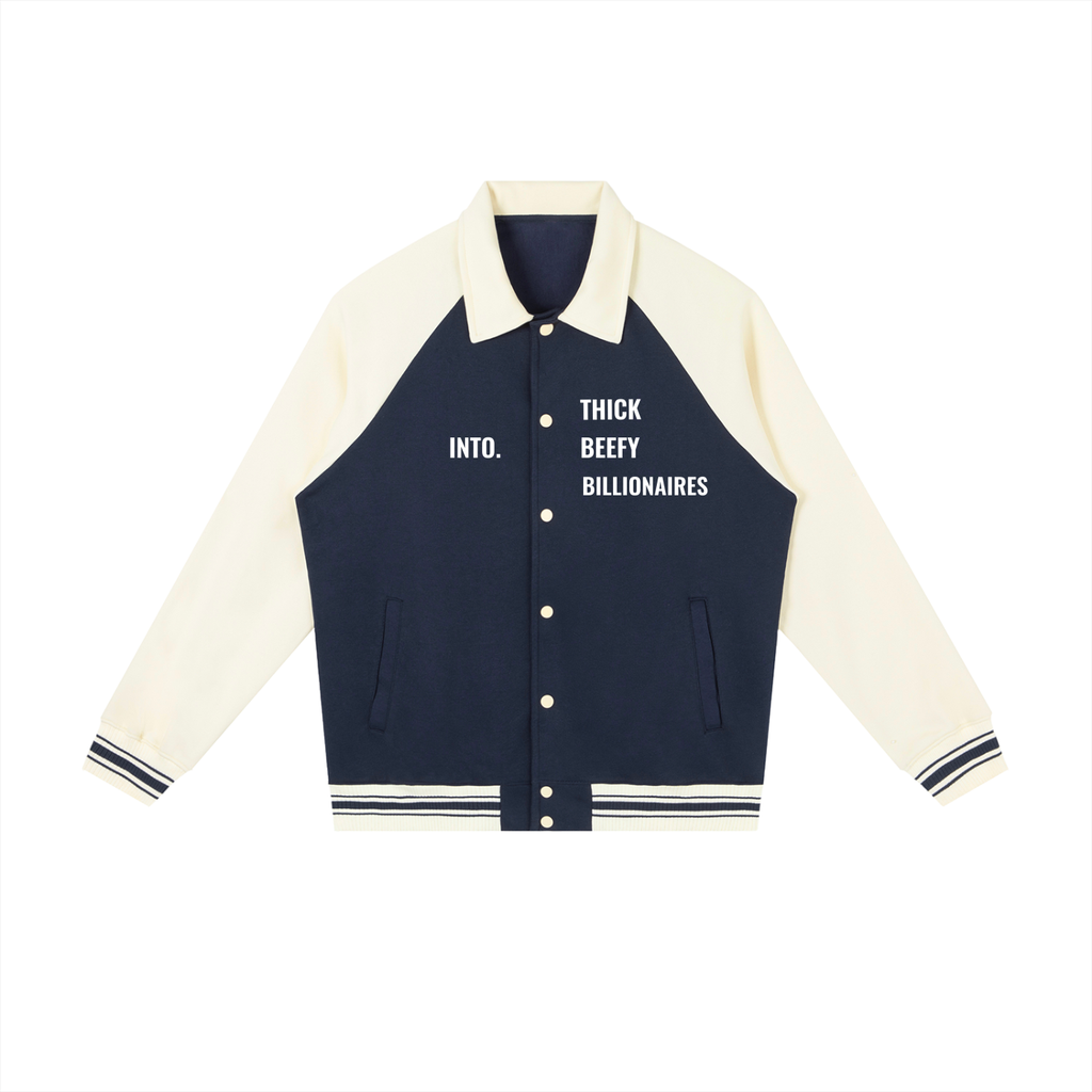 INTO. Thick Beefy Billionaires Contrast Sleeve Baseball Jacket
