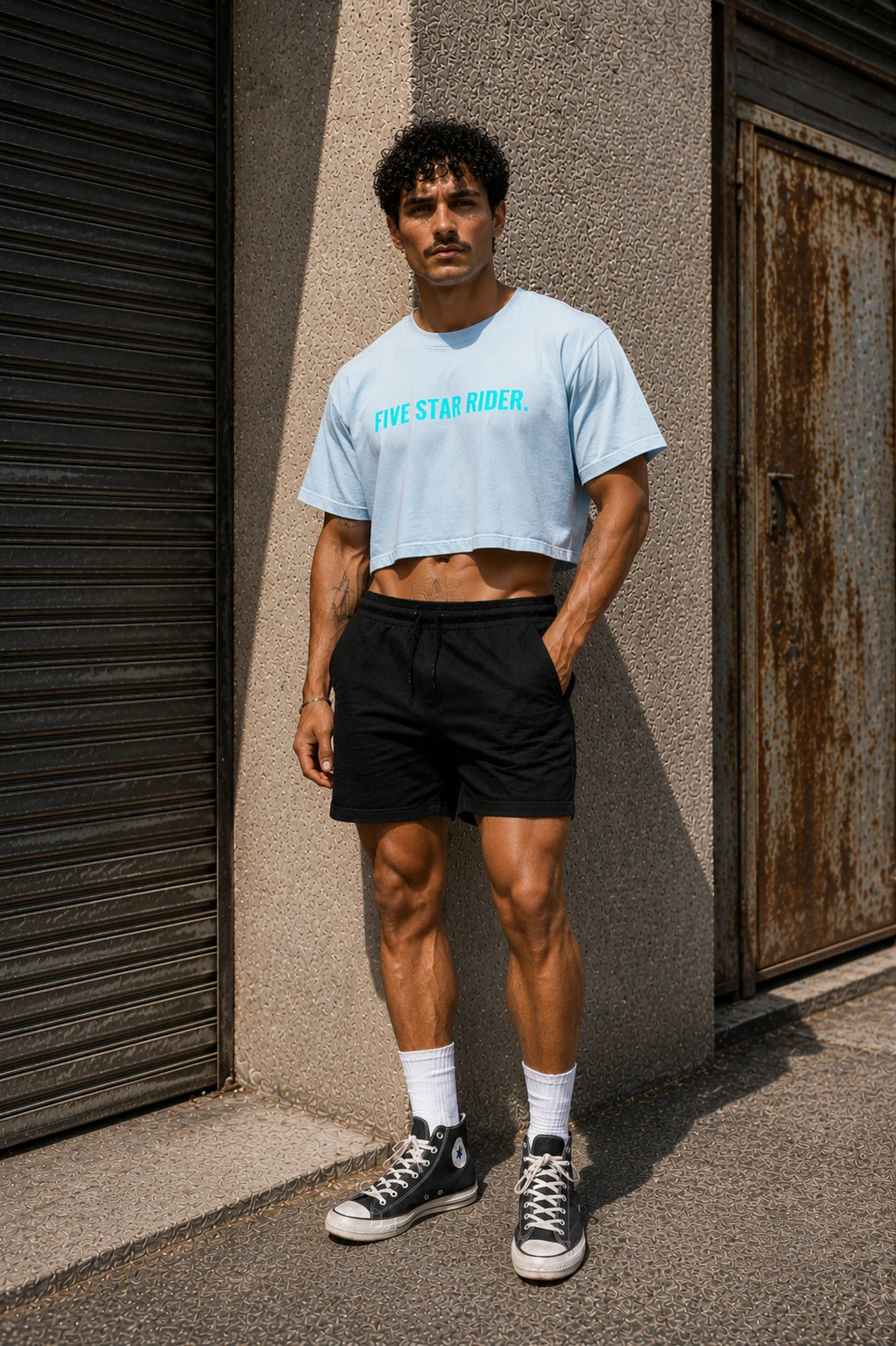 FIVE STAR RIDER Mineral Wash Cotton Crop T-Shirt