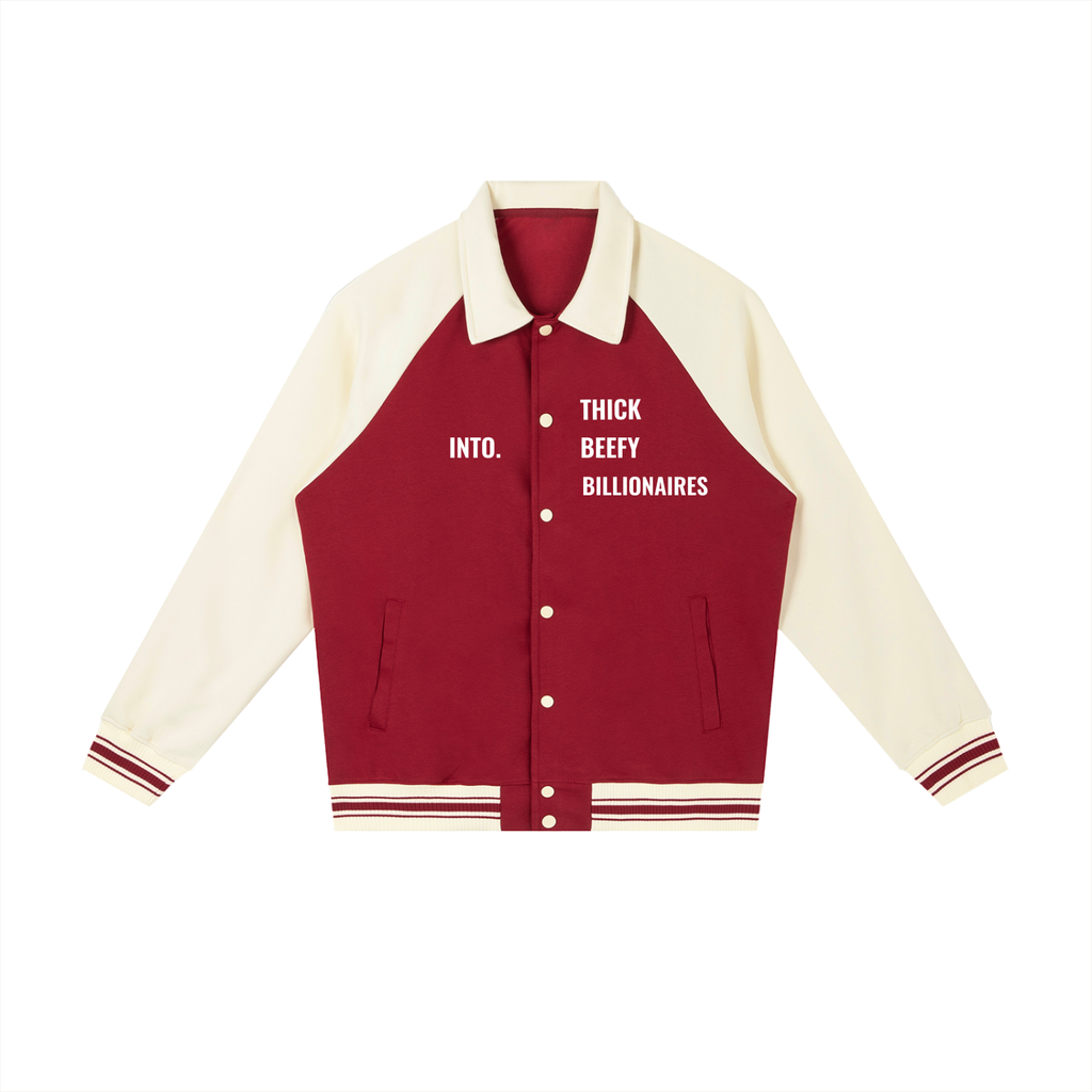 INTO. Thick Beefy Billionaires Contrast Sleeve Baseball Jacket