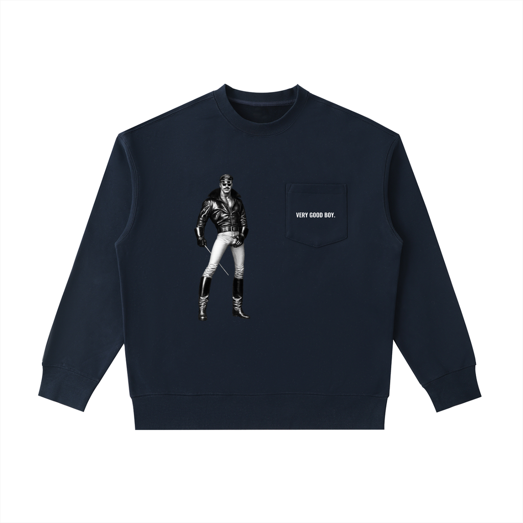 VERY GOOD BOY X TOM  Heavyweight Patch Pocket Crewneck Sweatshirt