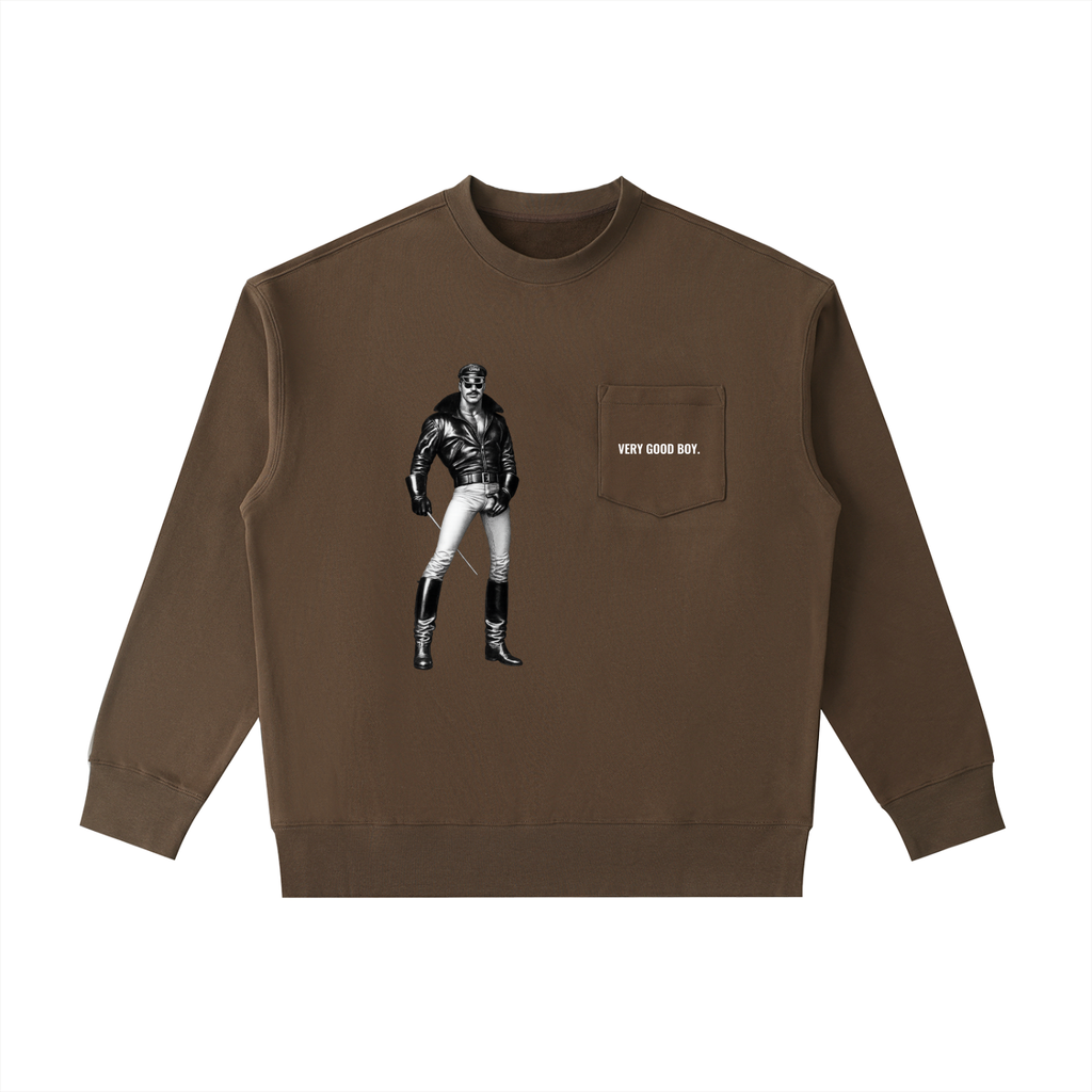 VERY GOOD BOY X TOM  Heavyweight Patch Pocket Crewneck Sweatshirt