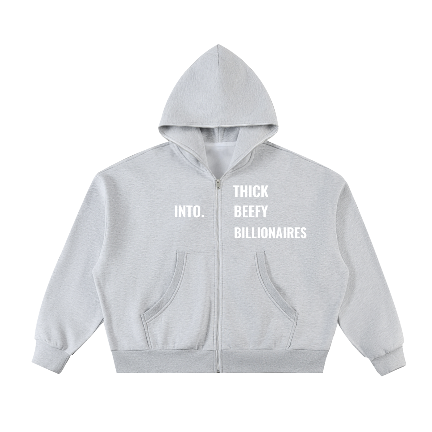 Into Thick Beefy Billionaires Fleeced Full-Zip Boxy Hoodie