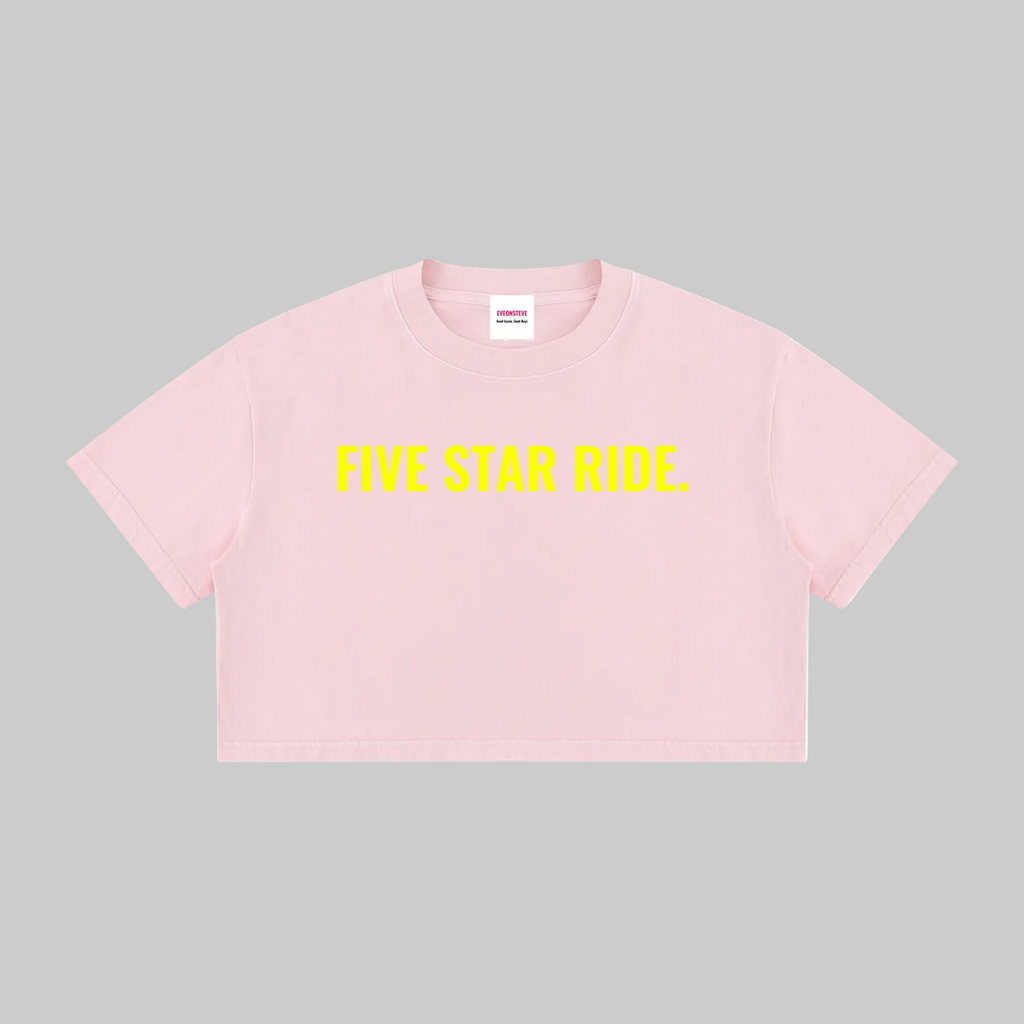 FIVE STAR RIDE Mineral Wash Cotton Crop T-Shirt