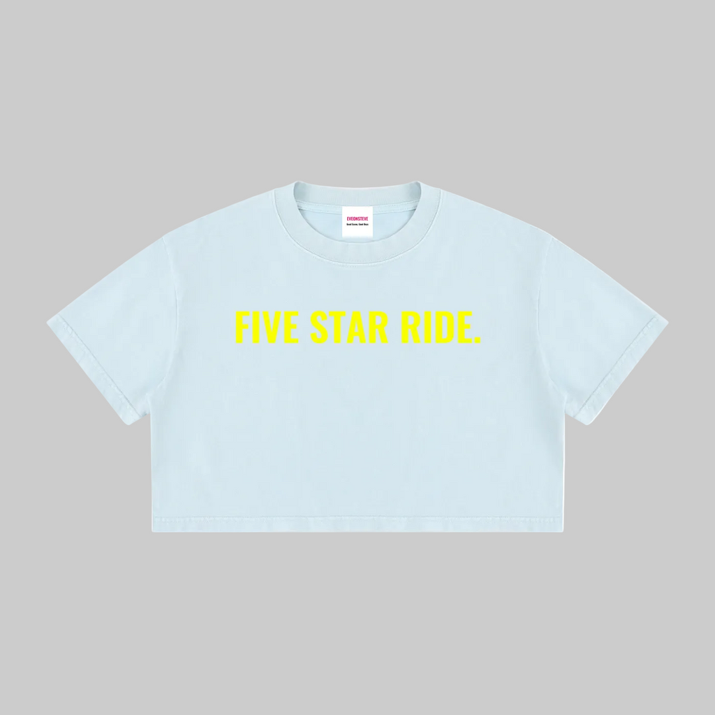 FIVE STAR RIDE Mineral Wash Cotton Crop T-Shirt
