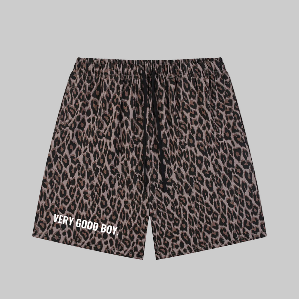 Very Good Boy. Men's Leopard Drawstring Shorts