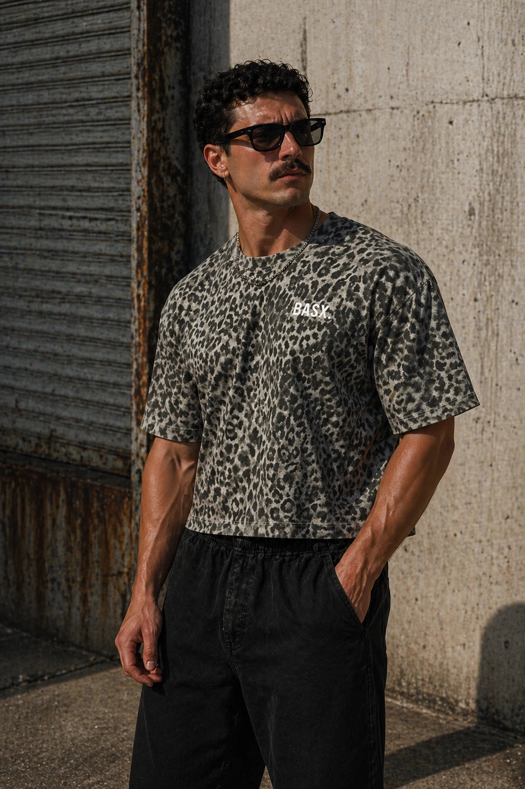 Men's Leopard cropped - Basx Boxy T-Shirt Eveonsteve