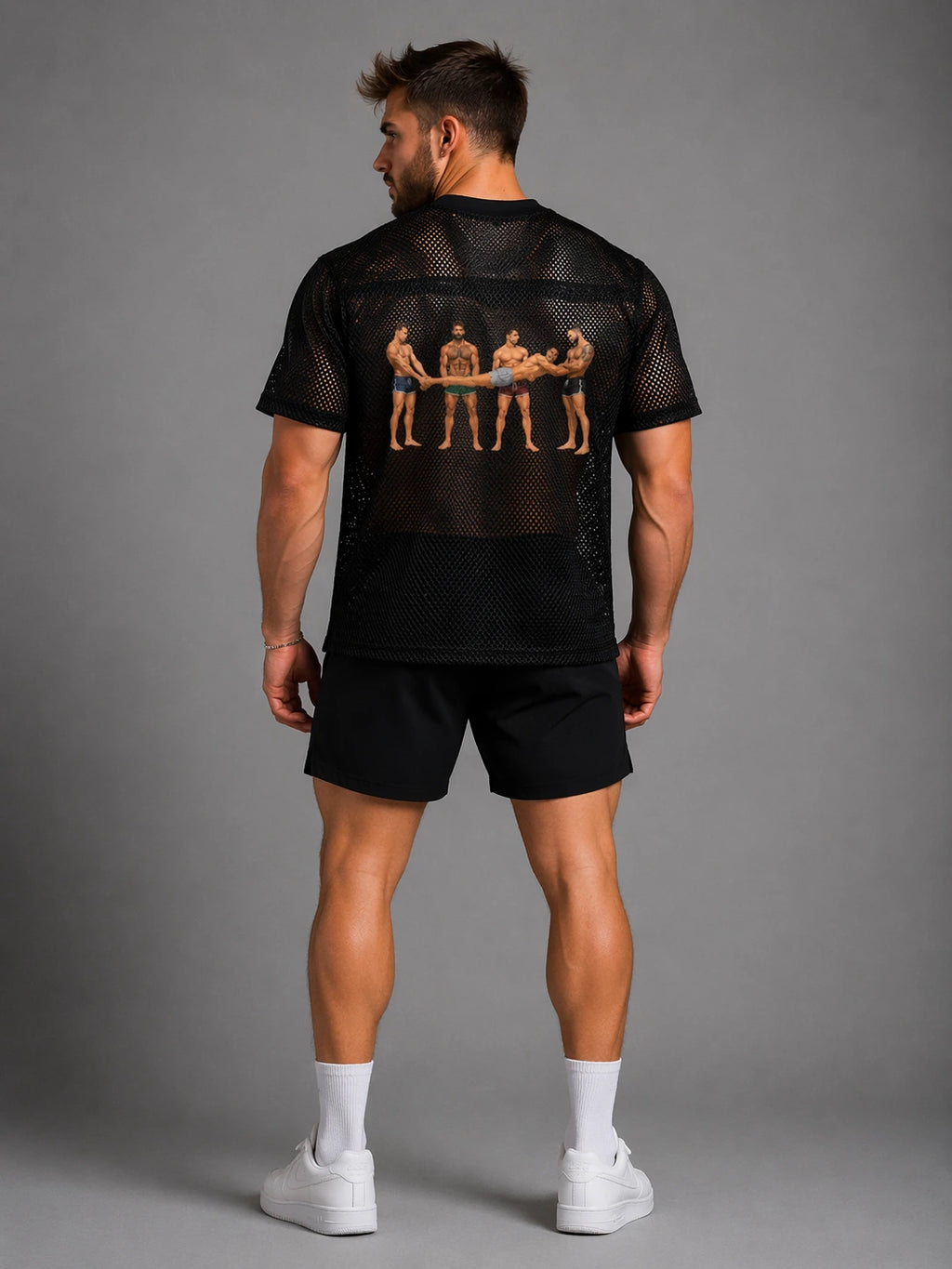 Loading Mens  Mesh See-through Boxy Net T-Shirt