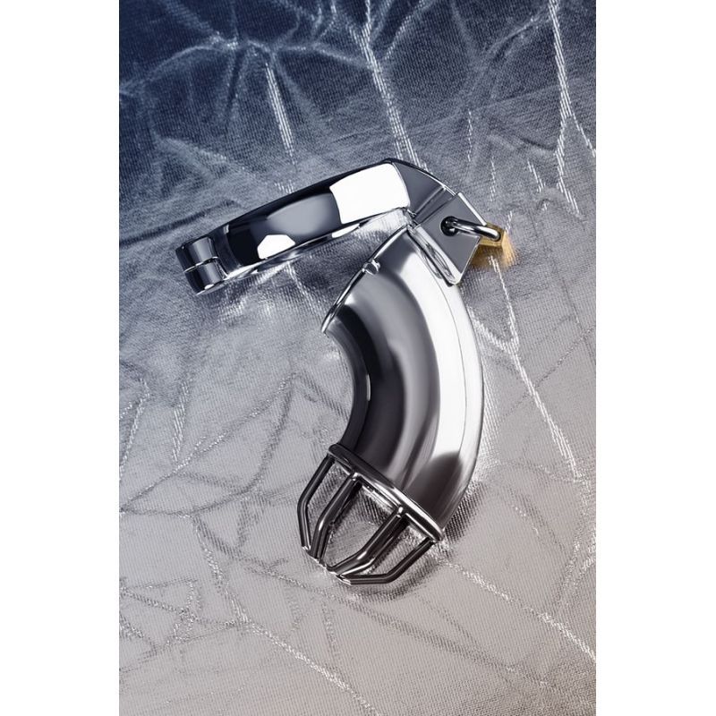 Metal Silver Cock Cage With Rings And Lock