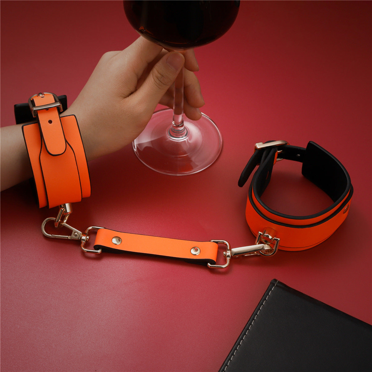 Adjustable PU Leather Bondage Cuff - Wrist/Ankle Restraint, Sold Individually(Luminous pink-Handcuffs)