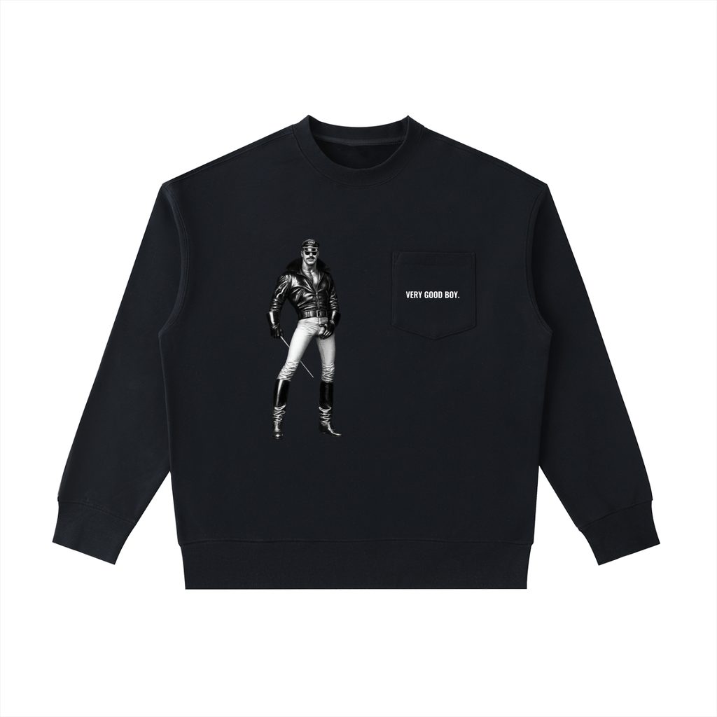 VERY GOOD BOY X TOM  Heavyweight Patch Pocket Crewneck Sweatshirt