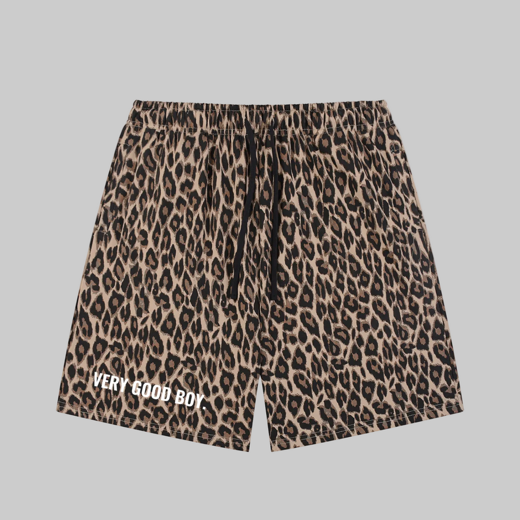 Very Good Boy. Men's Leopard Drawstring Shorts
