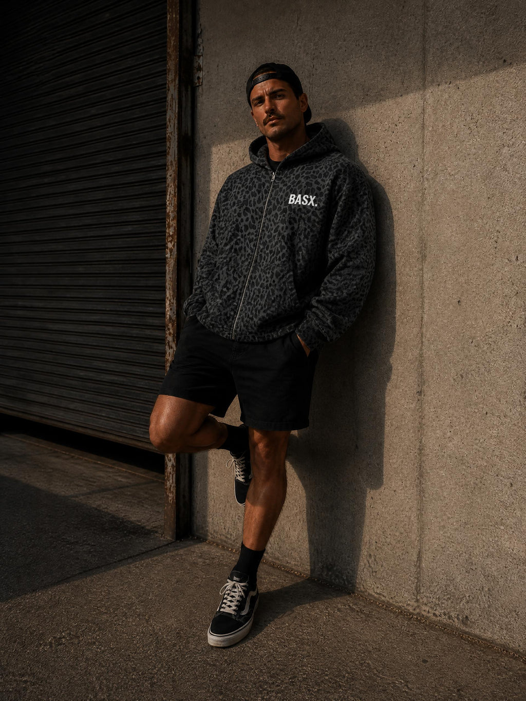 EOS BASX Leopard Print Waffle Full Zip Hoodie