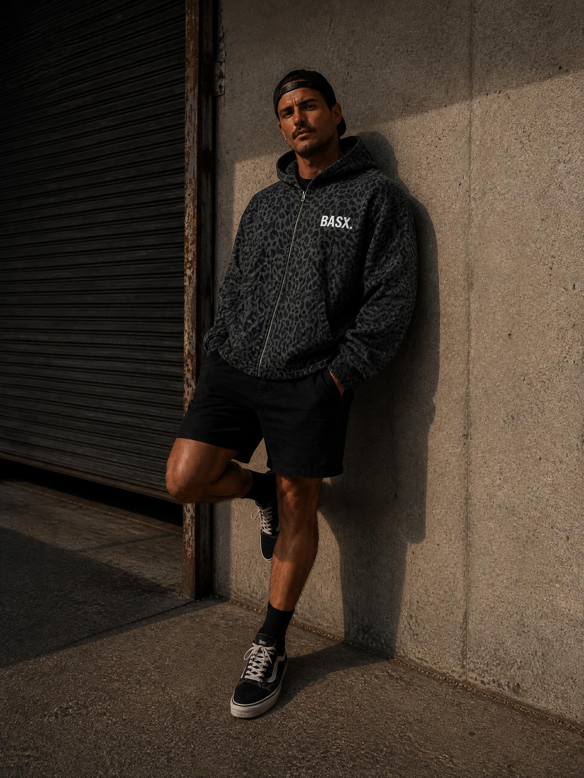 EOS BASX Leopard Print Waffle Full Zip Hoodie
