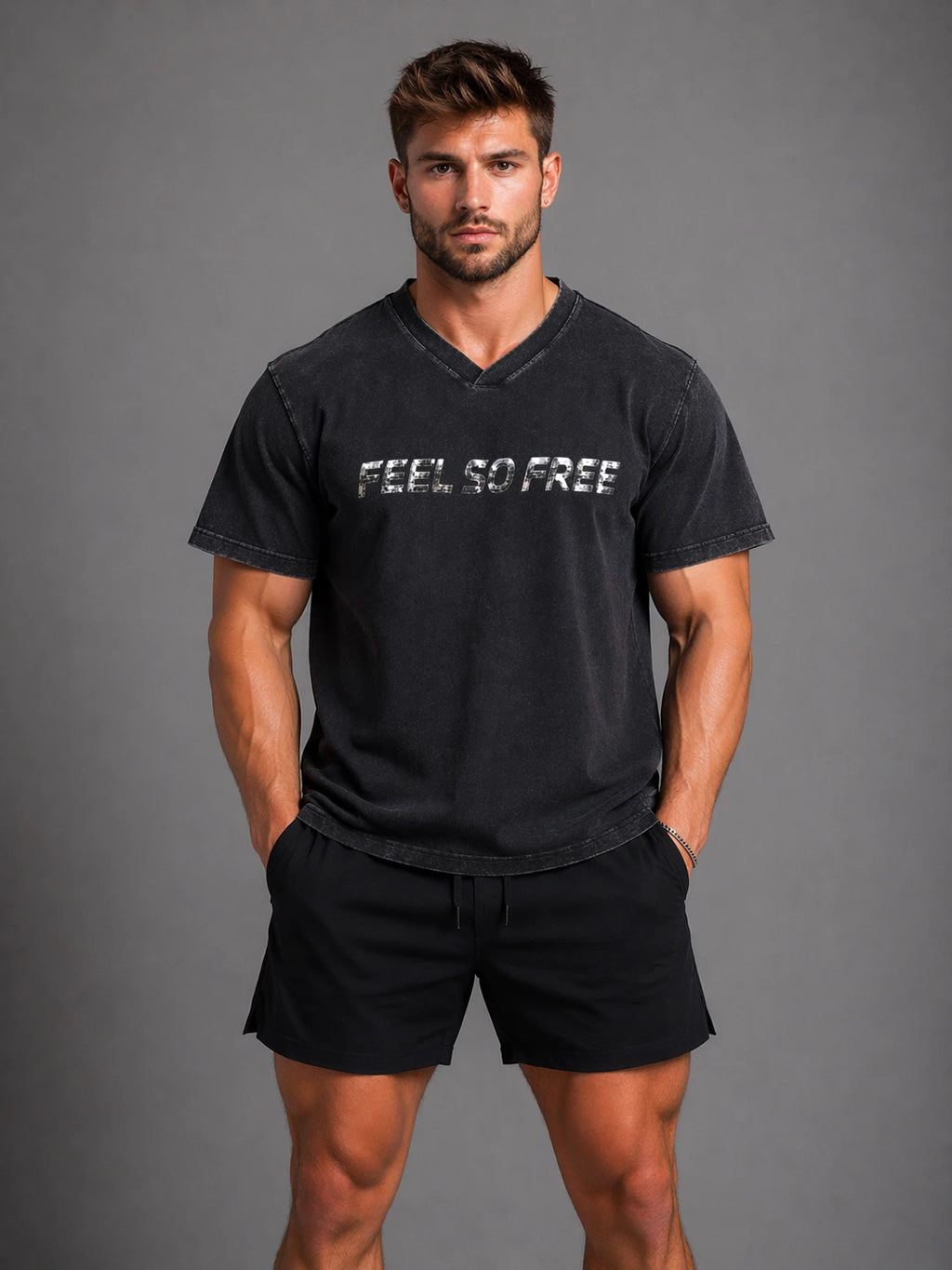 I Feel So Free Confessions 11 Fans Snow Washed V-Neck Cotton T-Shirt