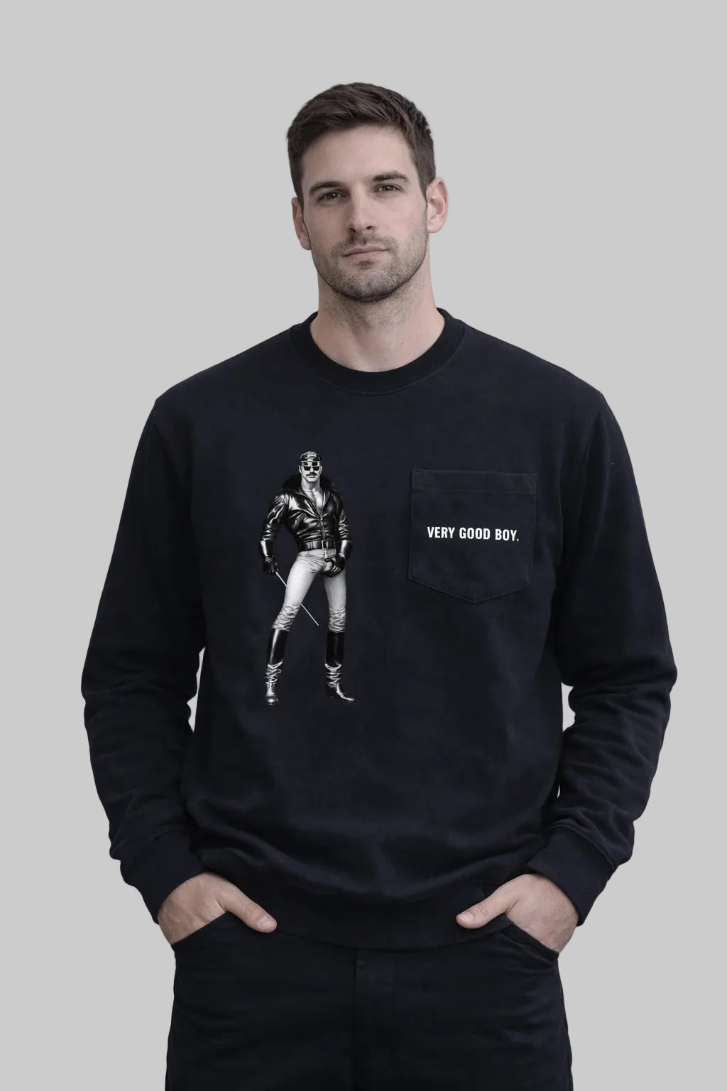 VERY GOOD BOY X TOM  Heavyweight Patch Pocket Crewneck Sweatshirt